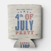 Rustieke houten sterren & strepen | 4 juli blikjeskoeler (Achterkant)