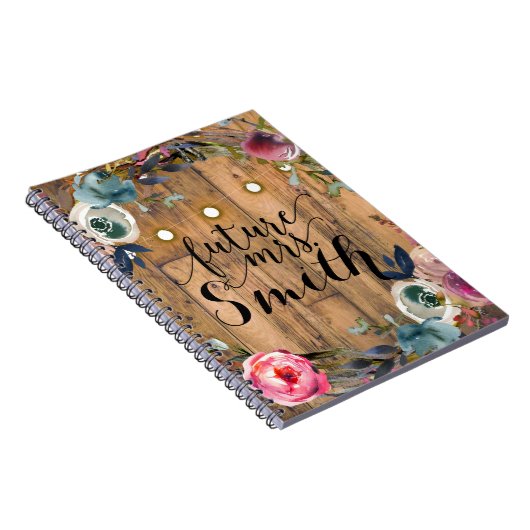 Rustieke Houten Stick Bloemen Krans Lichten Toekom Notitieboek (Rechterzijde)