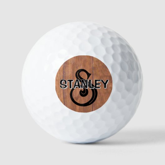 Rustieke houten stijl gepersonaliseerde golfballen (Voorkant)