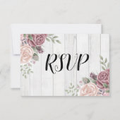 Rustieke houten stoffige roos waterverf bloem RSVP kaartje (Voorkant)