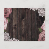 Rustieke houten stoffige roze rozen foto save the (Achterkant)