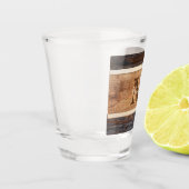 Rustieke houten streepmonogram shot glas (Links)