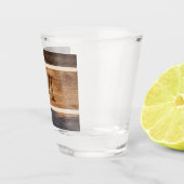 Rustieke houten streepmonogram shot glas (Rechts)