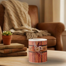 Rustieke houten strepen en bloemen koffiemok