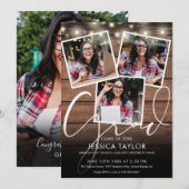 Rustieke Houten Strijklichten 4 Foto Graduatie Par Kaart (Voorkant / Achterkant)