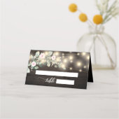 Rustieke Houten Strijklichten Boho groen Bruiloft Plaatskaartje (Voorkant)