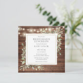 Rustieke Houten Strijklichten Bruidsmeisjes Lunch Kaart (Staand voorkant)