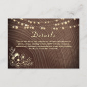 Rustieke Houten Strijklichten Bruiloft Details Kaa Informatiekaartje (Voorkant)
