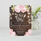 Rustieke Houten Strijklichten Bruiloft Lettering Kaart (Staand voorkant)