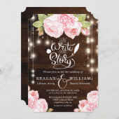 Rustieke Houten Strijklichten Bruiloft Lettering Kaart (Voorkant / Achterkant)