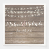 Rustieke houten strijklichten Bruiloft Servet (Voorkant)
