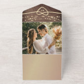 Rustieke Houten Strijklichten Huwelijk QR Code All In One Uitnodiging (Buitenkant)