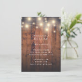 Rustieke Houten Strijklichten Huwelijksreceptie Informatiekaartje (Staand voorkant)