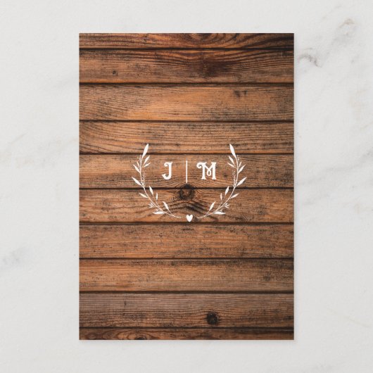 Rustieke Houten Strijklichten & Kant Bruiloft Deta Informatiekaartje (Achterkant)