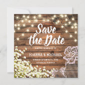 Rustieke Houten Strijklichten & Kant sparen de Dat Kaart (Voorkant)