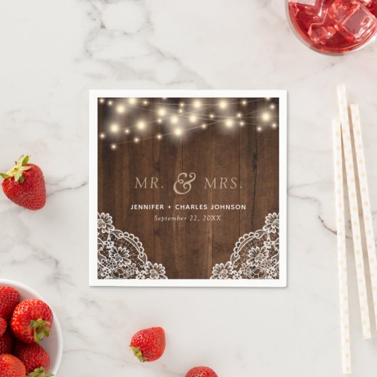 Rustieke Houten Strijklichten Kant | Trouwservet Servet (Insitu)