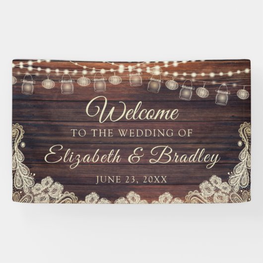 Rustieke Houten Strijklichten Kruiken Ivoor Kant B Spandoek (Horizontaal)