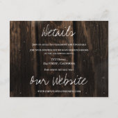 Rustieke Houten Strijklichten Land Bruiloft Detail Informatiekaartje (Achterkant)