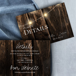 Rustieke Houten Strijklichten Land Bruiloft Detail Informatiekaartje