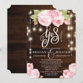 Rustieke Houten Strijklichten Lettering Verloving Kaart (Voorkant / Achterkant)