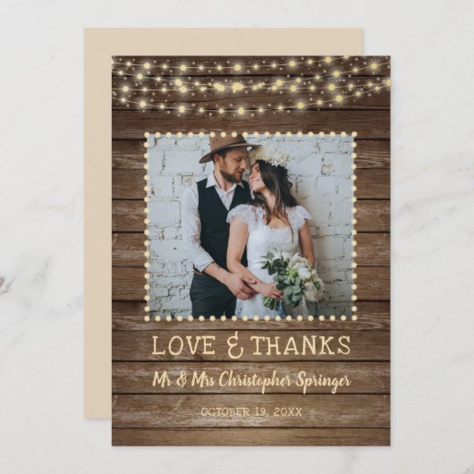 Rustieke Houten Strijklichten Liefde & Bedankt Bru (Voorkant / Achterkant)