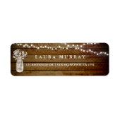 Rustieke Houten Strijklichten Mason Jar Adreslabel Etiket (Voorkant)