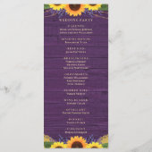 Rustieke Houten Strijklichten Paarse Zonnebloem Br Programmakaart (Achterkant)