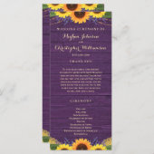 Rustieke Houten Strijklichten Paarse Zonnebloem Br Programmakaart (Voorkant / Achterkant)