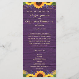 Rustieke Houten Strijklichten Paarse Zonnebloem Br Programmakaart