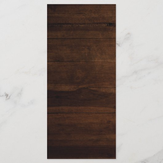 Rustieke Houten Strijklichten Rozen Bruiloft Menu (Achterkant)