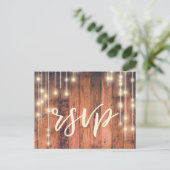 Rustieke Houten Strijklichten | RSVP-Briefkaart Uitnodiging Briefkaart (Staand voorkant)