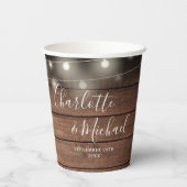 Rustieke Houten Strijklichten Signature Script Bru Papieren Bekers (Achterkant)