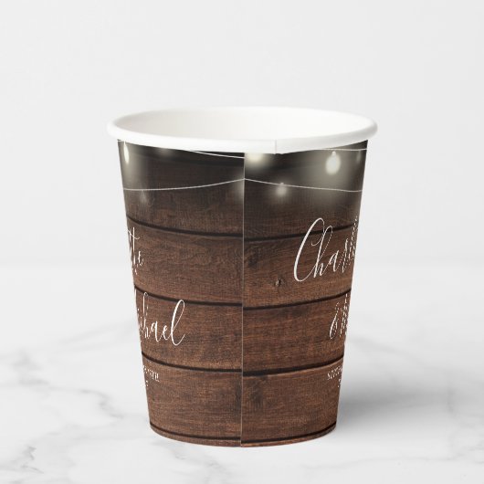 Rustieke Houten Strijklichten Signature Script Bru Papieren Bekers (Rechts)