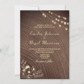 Rustieke Houten Strijklichten Vintage Bruiloft Kaart (Voorkant)