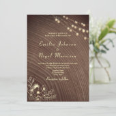 Rustieke Houten Strijklichten Vintage Bruiloft Kaart (Staand voorkant)