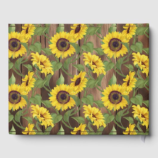 Rustieke Houten Strijklichten Zonnebloem Bruiloft Gastenboek (Achterkant)