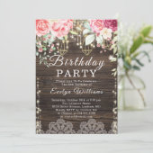 Rustieke Houten string licht Bloemen Verjaardag Kaart (Staand voorkant)