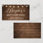 Rustieke houten string licht bruiloft receptie det informatiekaartje (Voorkant / Achterkant)