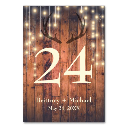 Rustieke houten string licht gewei tafel Kaart (Achterkant)