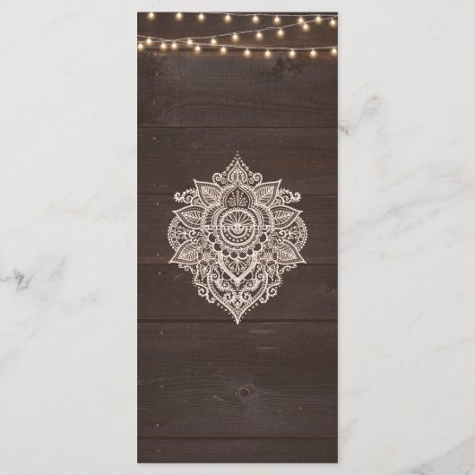 Rustieke houten string licht menu Kaart (Achterkant)