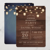 Rustieke houten string licht Verrassing Pensioen P Kaart (Voorkant / Achterkant)