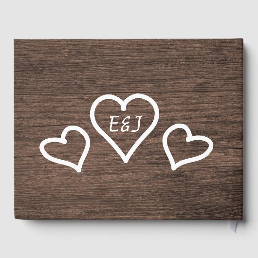 Rustieke houten string lichten bruiloft gastenboek (Achterkant)