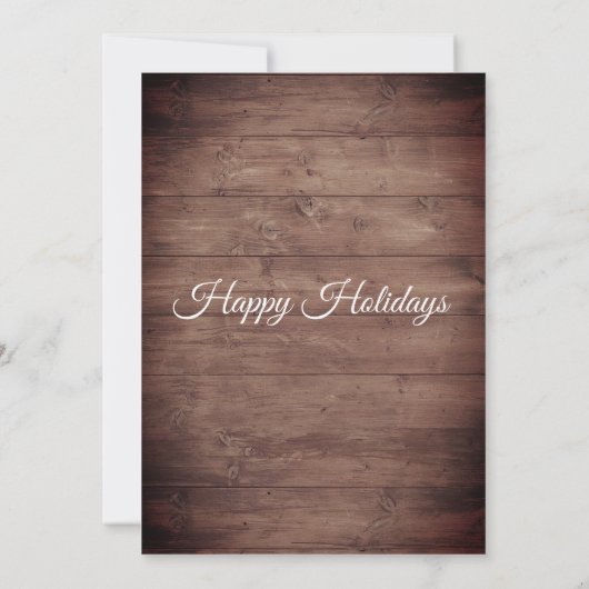 Rustieke houten string lichten kerstfeest kaart (Achterkant)