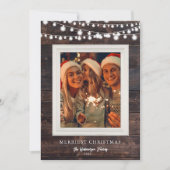Rustieke houten string lichten Merriest Christmas Feestdagenkaart (Voorkant)