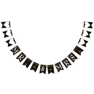 Rustieke houten string lichten Mr. Mrs. Wedding Vlaggetjes