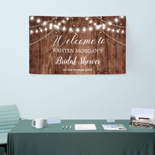 Rustieke houten string lichten tuin Vrijgezellenfe Spandoek (Beurs)