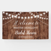 Rustieke houten string lichten tuin Vrijgezellenfe Spandoek (Horizontaal)