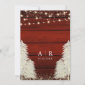 Rustieke houten string verlichting bomen bruiloft  kaart (Achterkant)