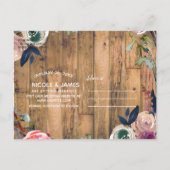 Rustieke houten takken bloemenkrans Save the Date Aankondigingskaart (Achterkant)