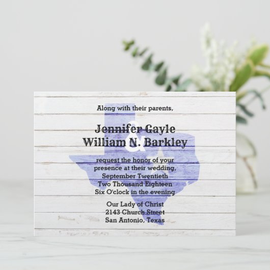 Rustieke houten Texas trouwuitnodiging 2 Kaart (Staand voorkant)